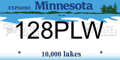 128PLW Minnesota License Plate