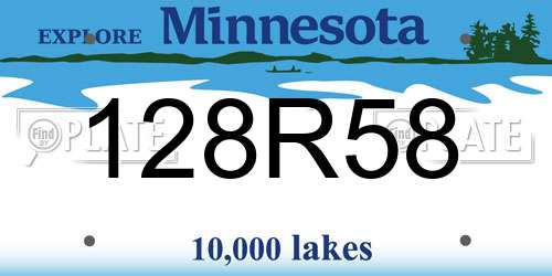 128R58 Minnesota License Plate