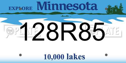 128R85 Minnesota License Plate