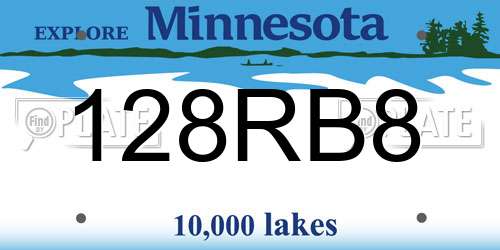128RB8 Minnesota License Plate