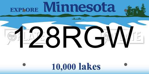 128RGW Minnesota License Plate