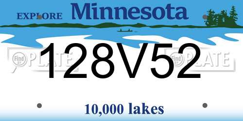 128V52 Minnesota License Plate