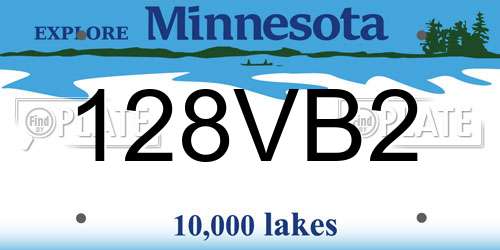 128VB2 Minnesota License Plate