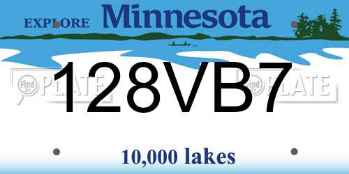 128VB7 Minnesota License Plate