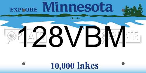 128VBM Minnesota License Plate