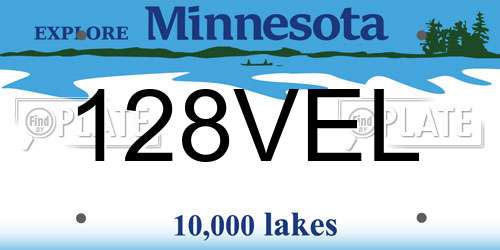 128VEL Minnesota License Plate