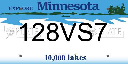 128VS7 Minnesota License Plate