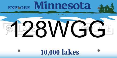 128WGG Minnesota License Plate