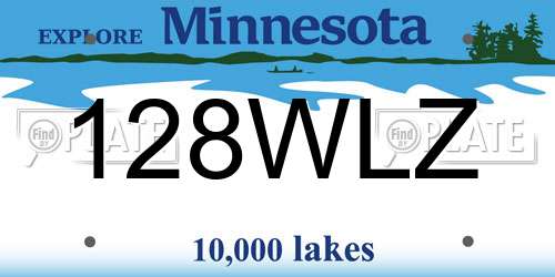 128WLZ Minnesota License Plate