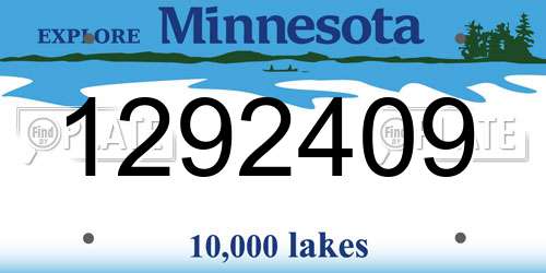 1292409 Minnesota License Plate