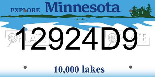 12924D9 Minnesota License Plate
