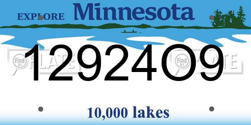 12924O9 Minnesota License Plate