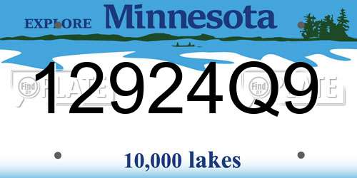 12924Q9 Minnesota License Plate