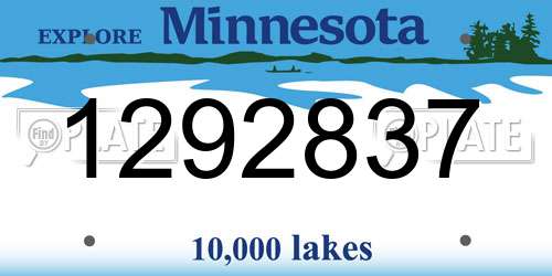 1292837 Minnesota License Plate
