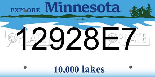 12928E7 Minnesota License Plate