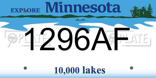 1296AF Minnesota License Plate