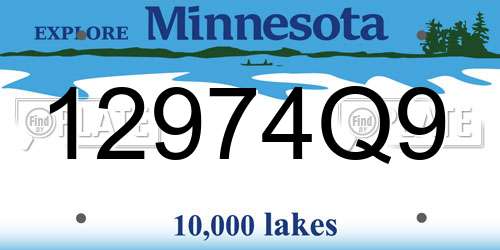 12974Q9 Minnesota License Plate
