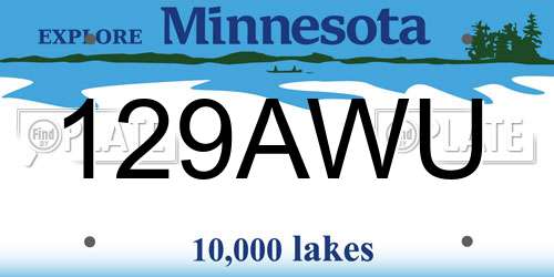 129AWU Minnesota License Plate