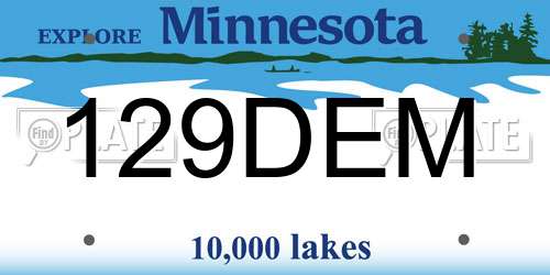 129DEM Minnesota License Plate