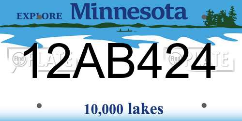 12AB424 Minnesota License Plate