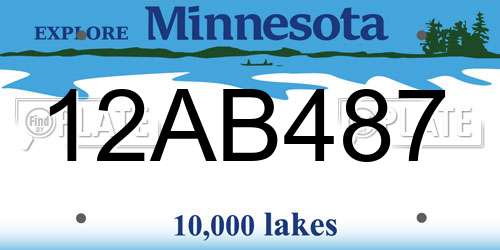 12AB487 Minnesota License Plate