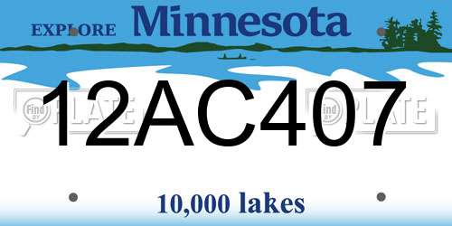 12AC407 Minnesota License Plate