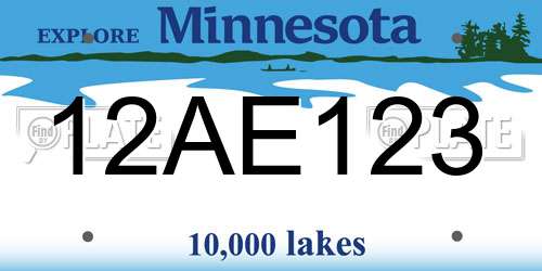 12AE123 Minnesota License Plate
