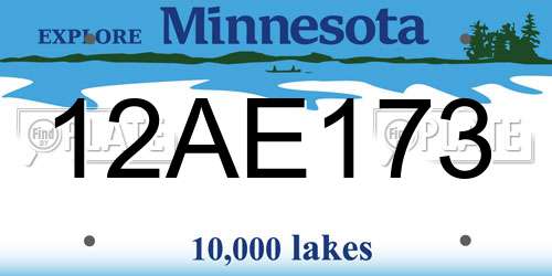 12AE173 Minnesota License Plate