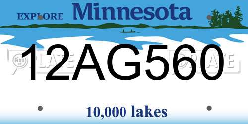 12AG560 Minnesota License Plate