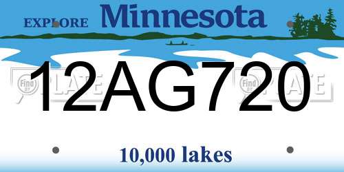 12AG720 Minnesota License Plate