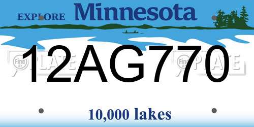 12AG770 Minnesota License Plate
