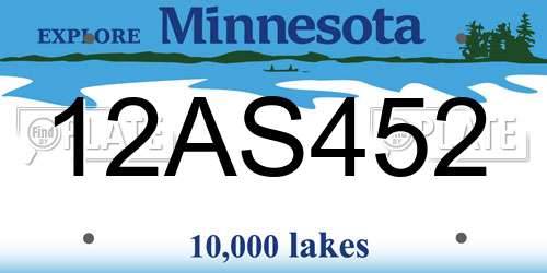 12AS452 Minnesota License Plate