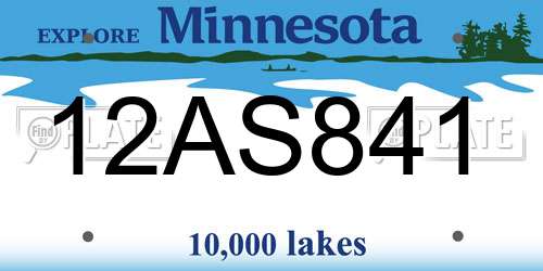 12AS841 Minnesota License Plate