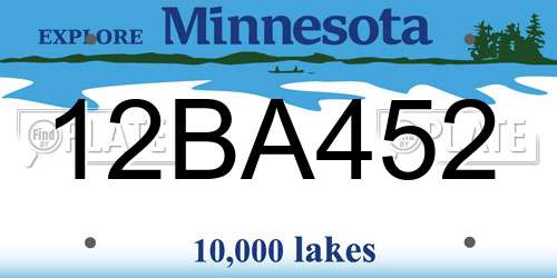 12BA452 Minnesota License Plate