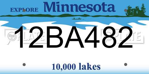 12BA482 Minnesota License Plate