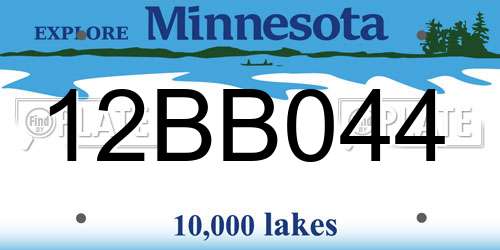 12BB044 Minnesota License Plate