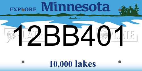 12BB401 Minnesota License Plate
