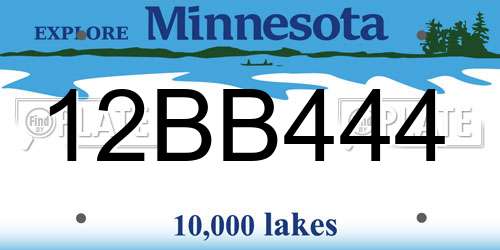 12BB444 Minnesota License Plate