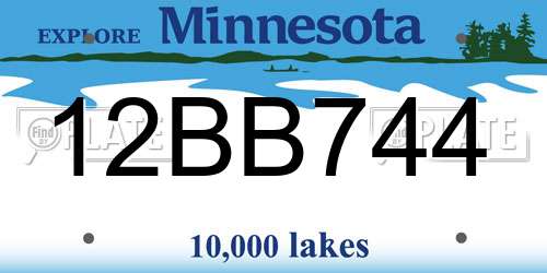 12BB744 Minnesota License Plate