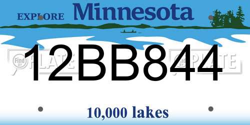 12BB844 Minnesota License Plate