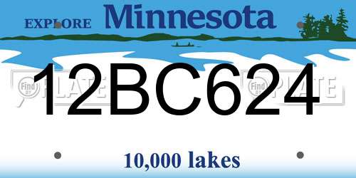 12BC624 Minnesota License Plate