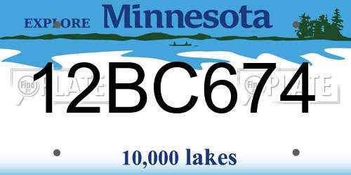 12BC674 Minnesota License Plate