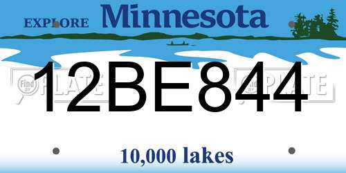 12BE844 Minnesota License Plate