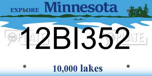 12BI352 Minnesota License Plate