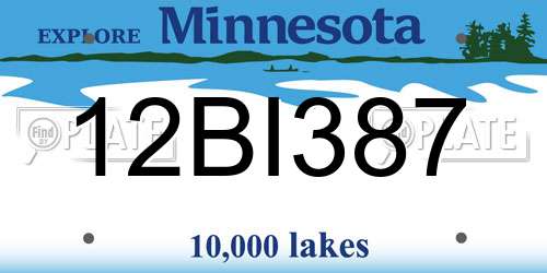 12BI387 Minnesota License Plate