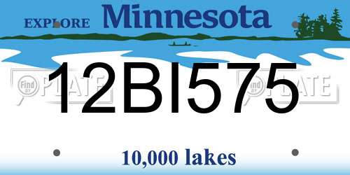 12BI575 Minnesota License Plate