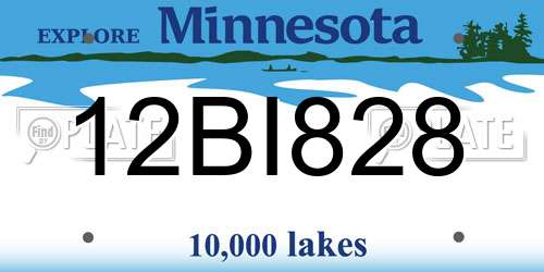 12BI828 Minnesota License Plate