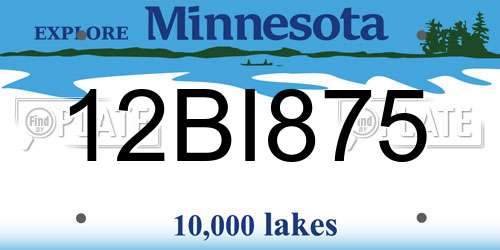 12BI875 Minnesota License Plate