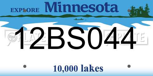 12BS044 Minnesota License Plate