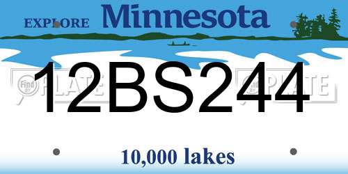 12BS244 Minnesota License Plate